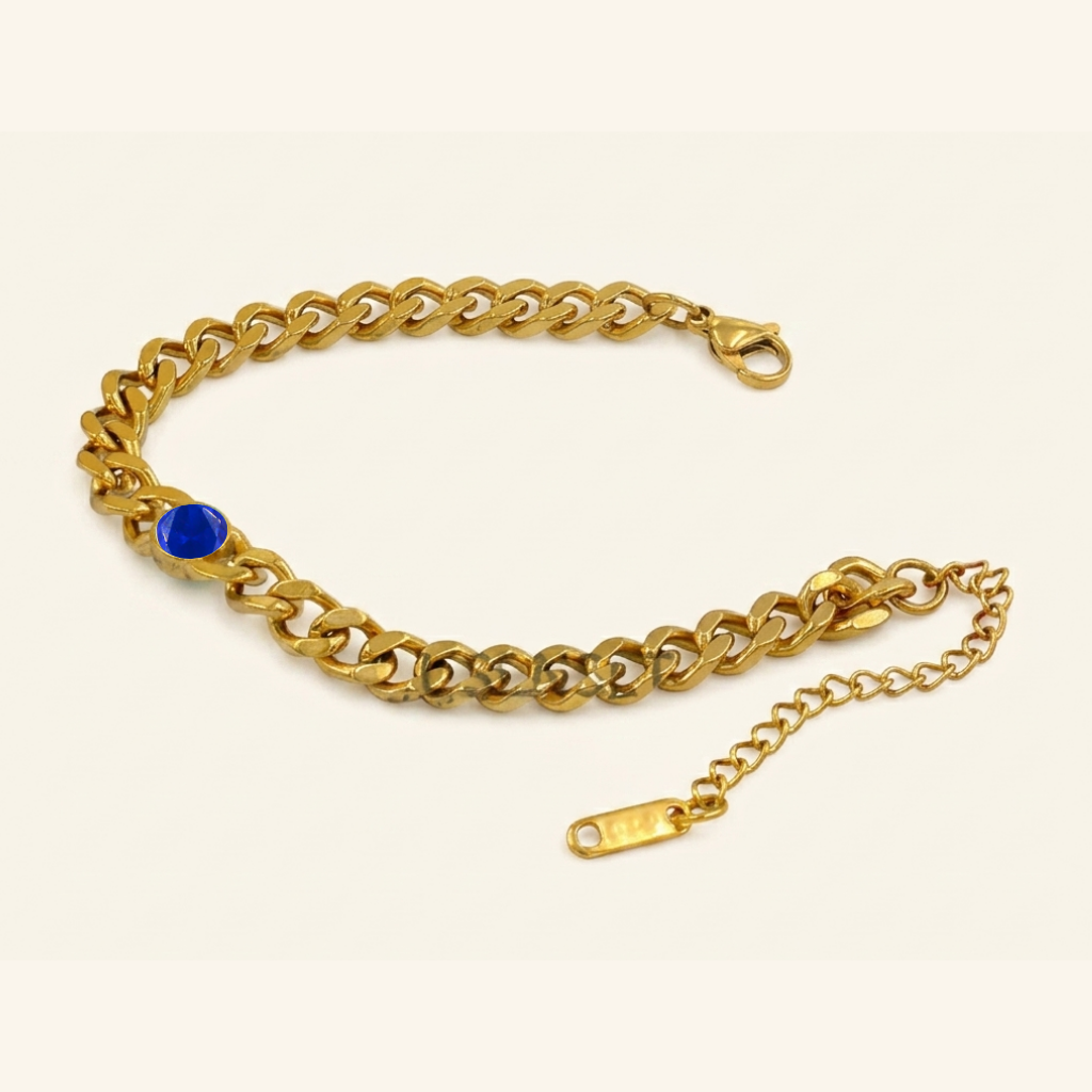 Bold Link Birth Gem Bracelet