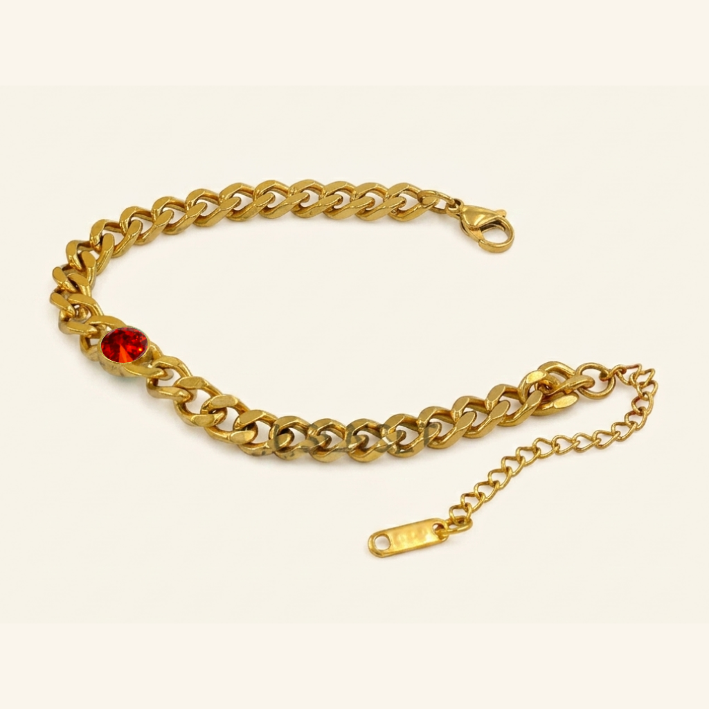 Bold Link Birth Gem Bracelet