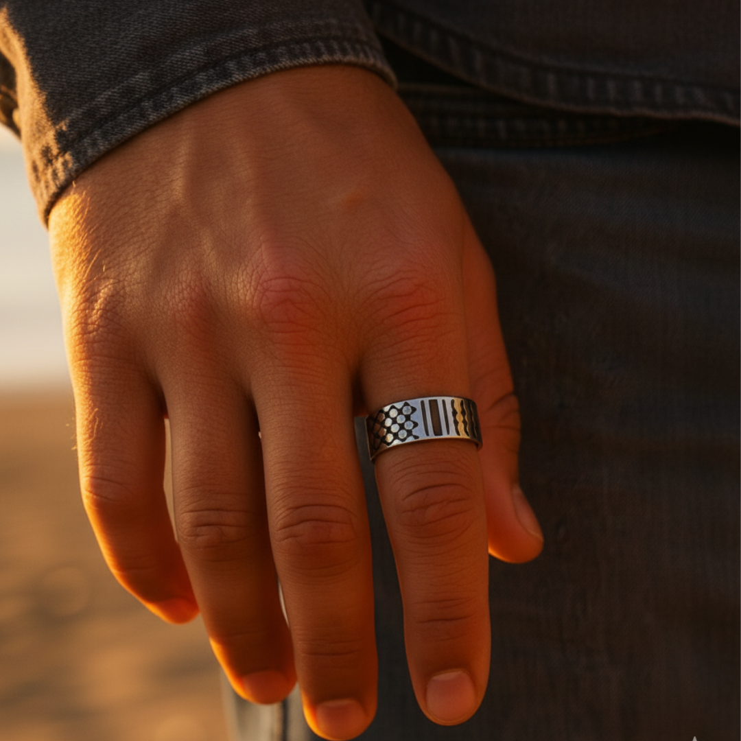 Qamar Keffiyeh Bold Ring – Men's