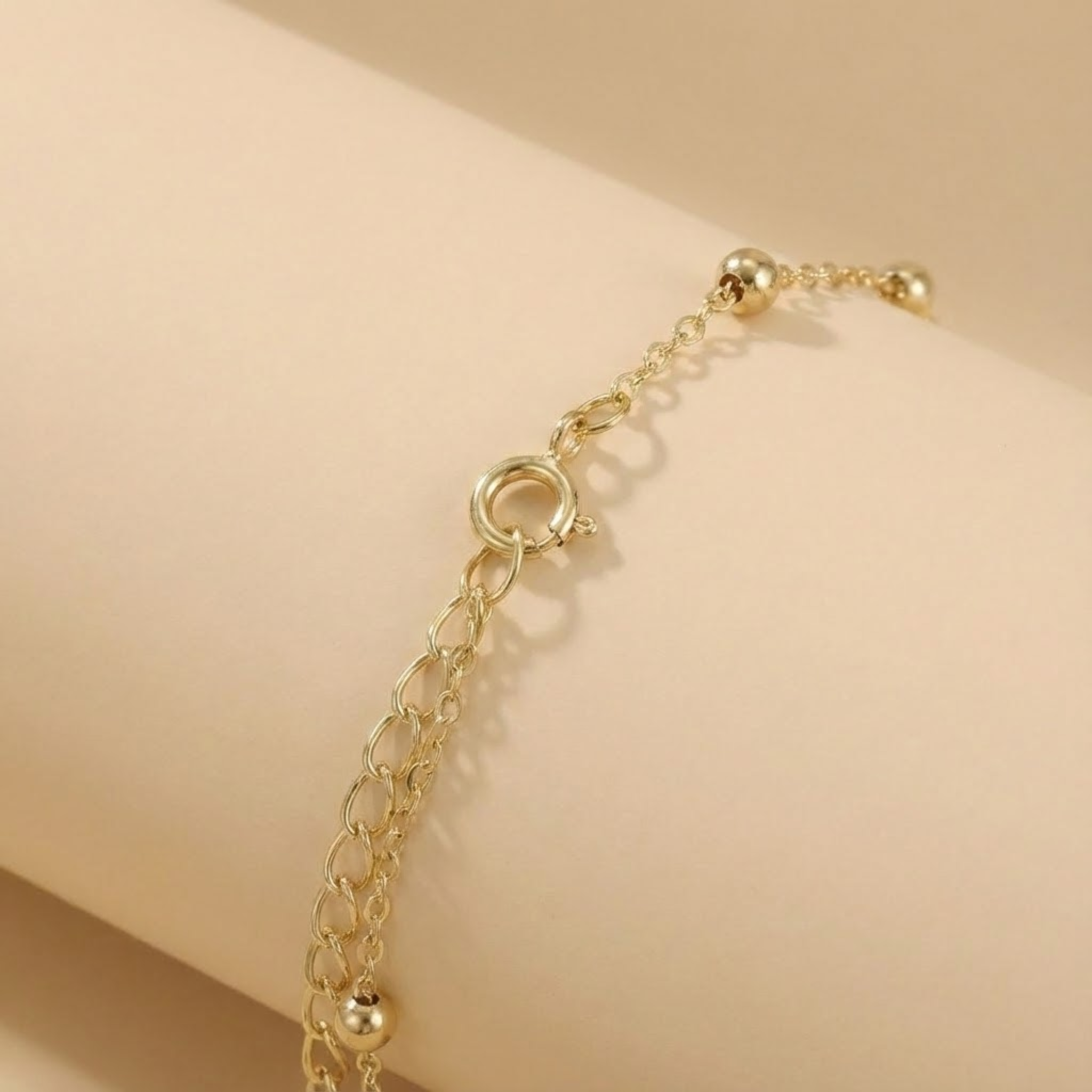 Minimal Gold Hand Chain Ring Bracelet