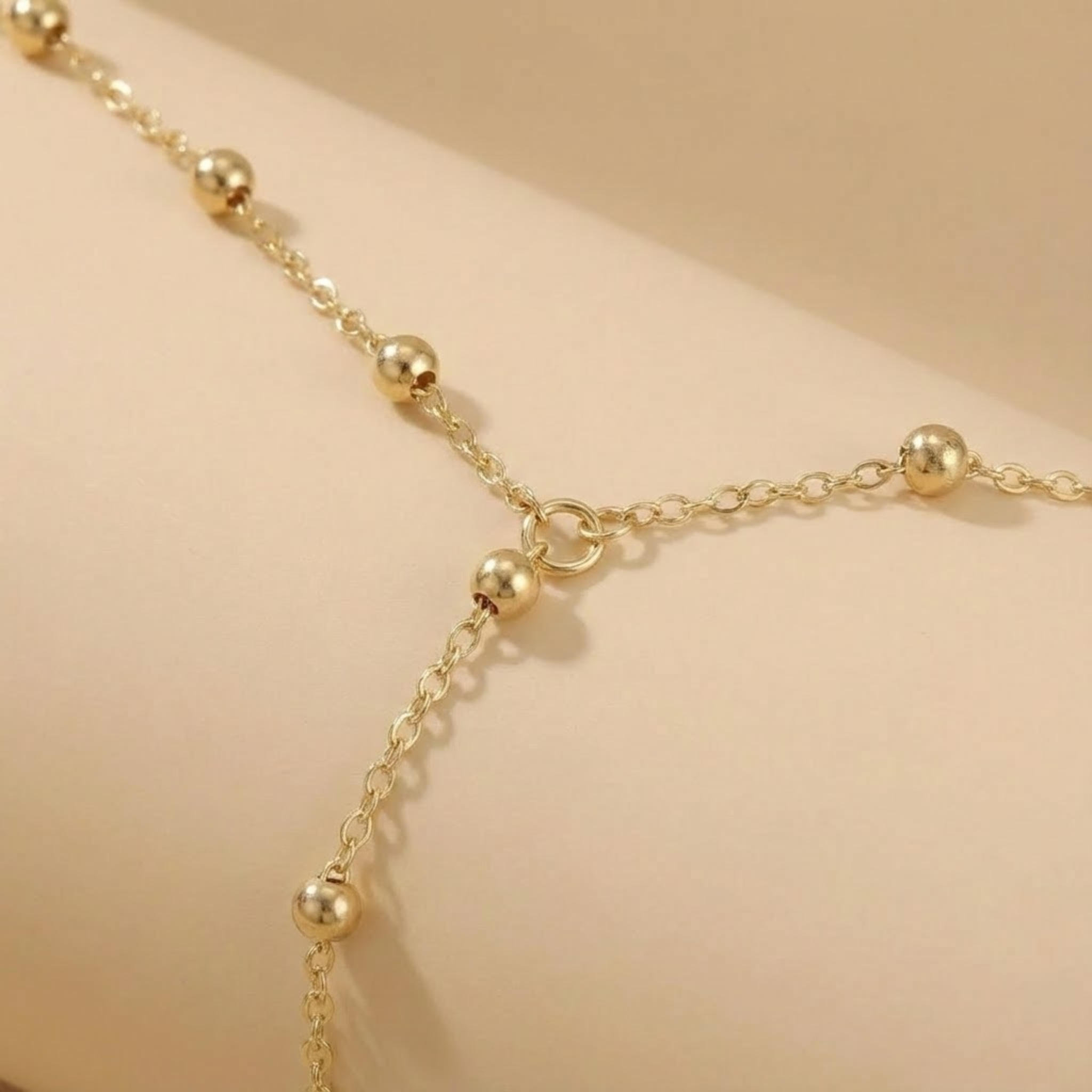 Minimal Gold Hand Chain Ring Bracelet