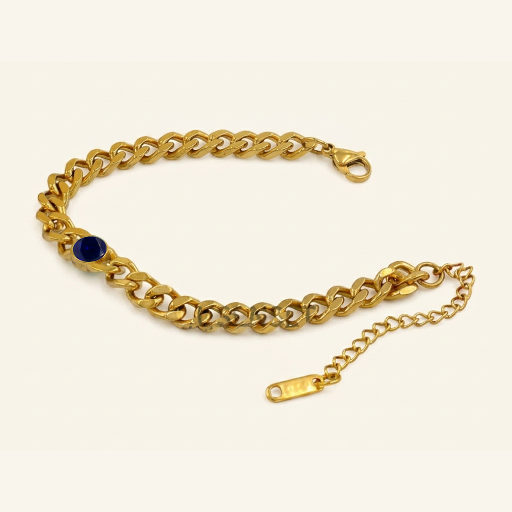 Bold Link Birth Gem Bracelet