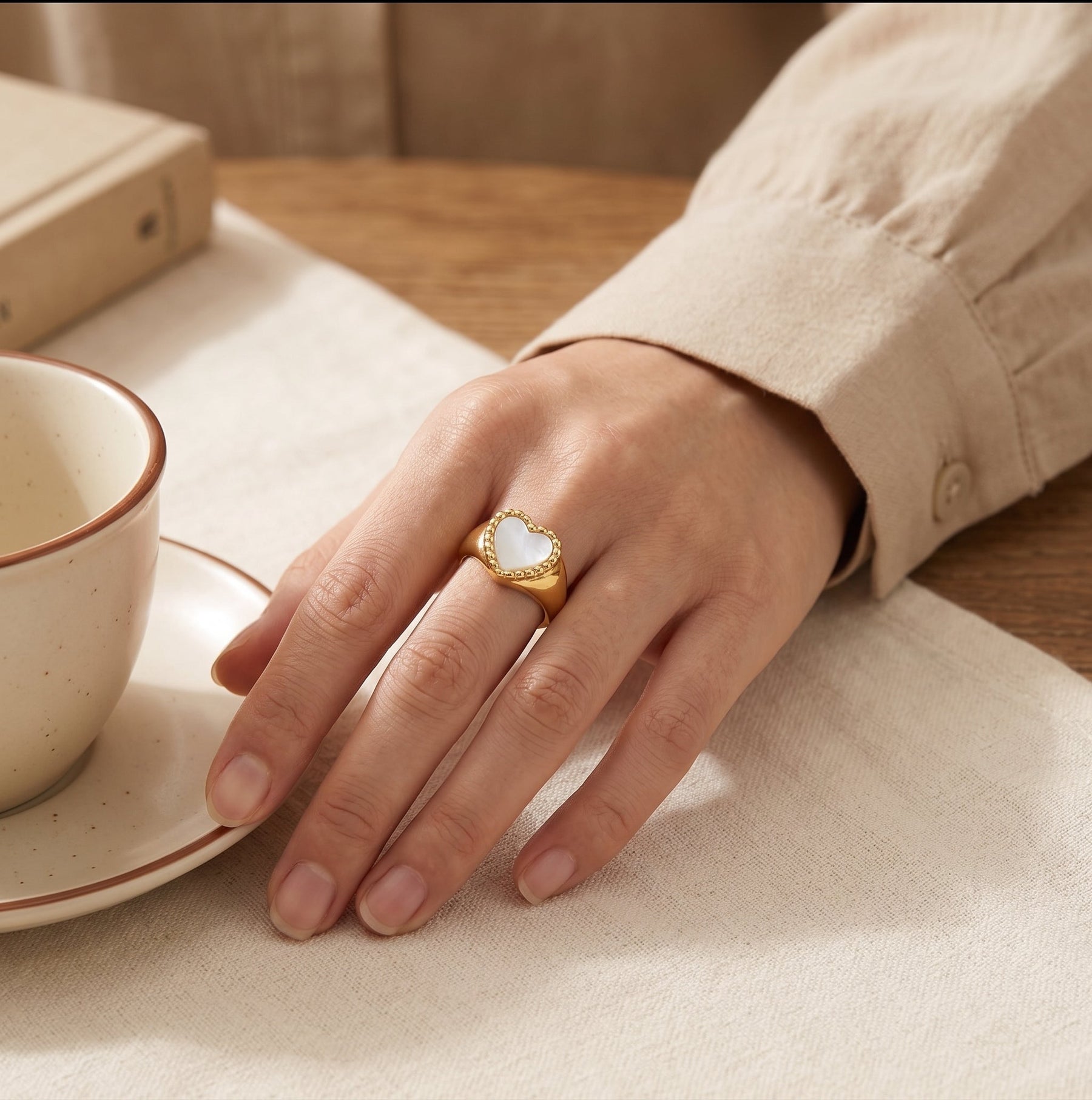 Amara White Heart Ring