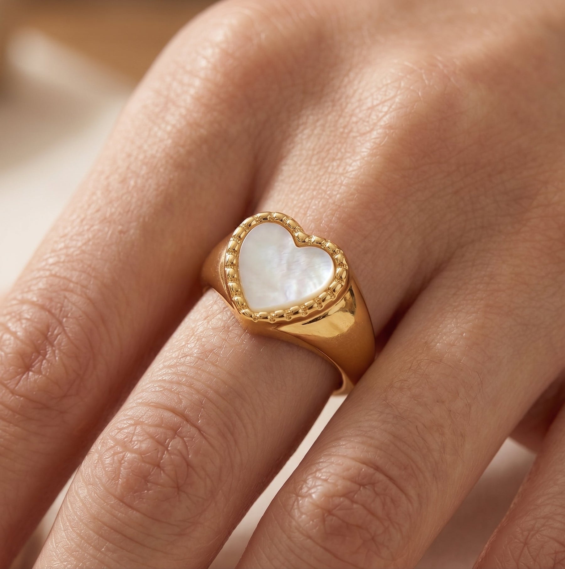 Amara White Heart Ring