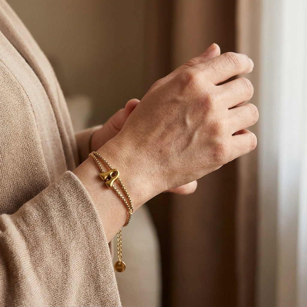 Bold Script Initial Bracelet