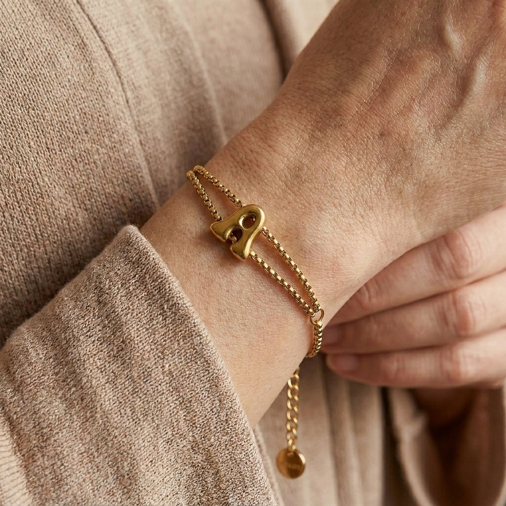 Bold Script Initial Bracelet