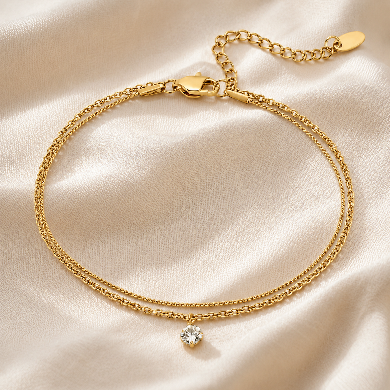 White Petal Shell Layered Anklet