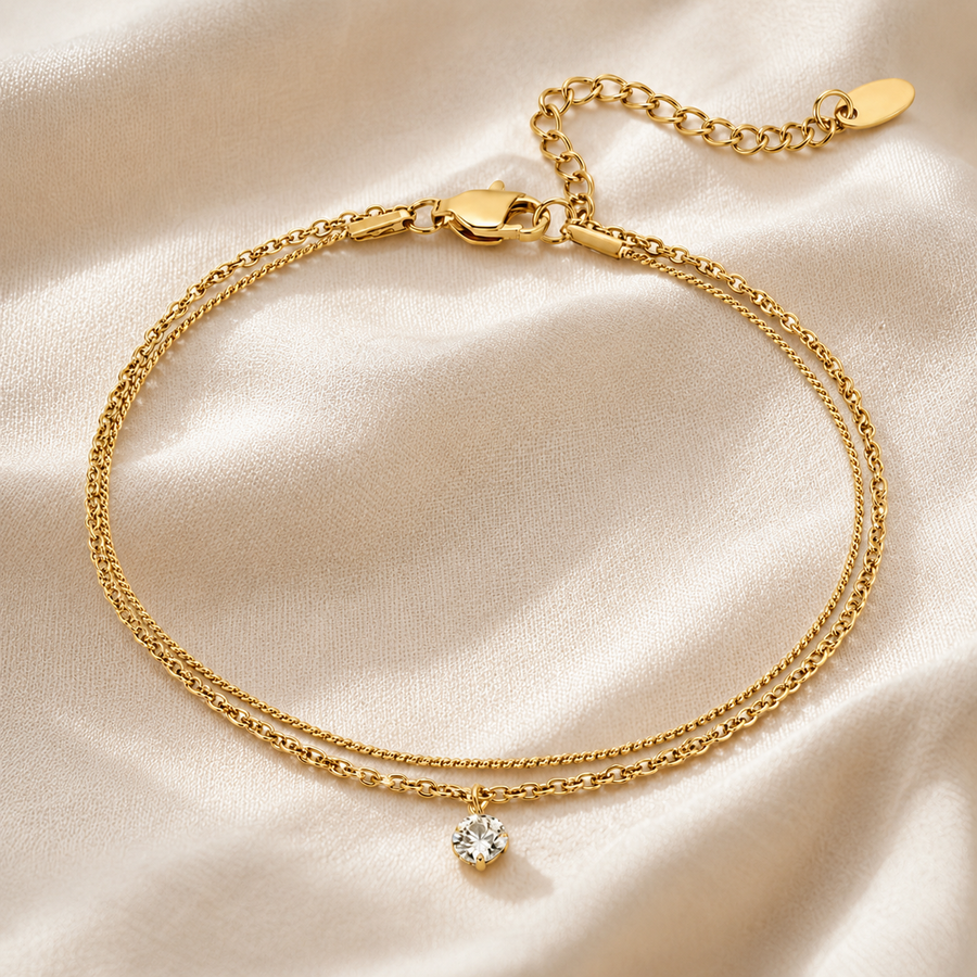 White Petal Shell Layered Anklet