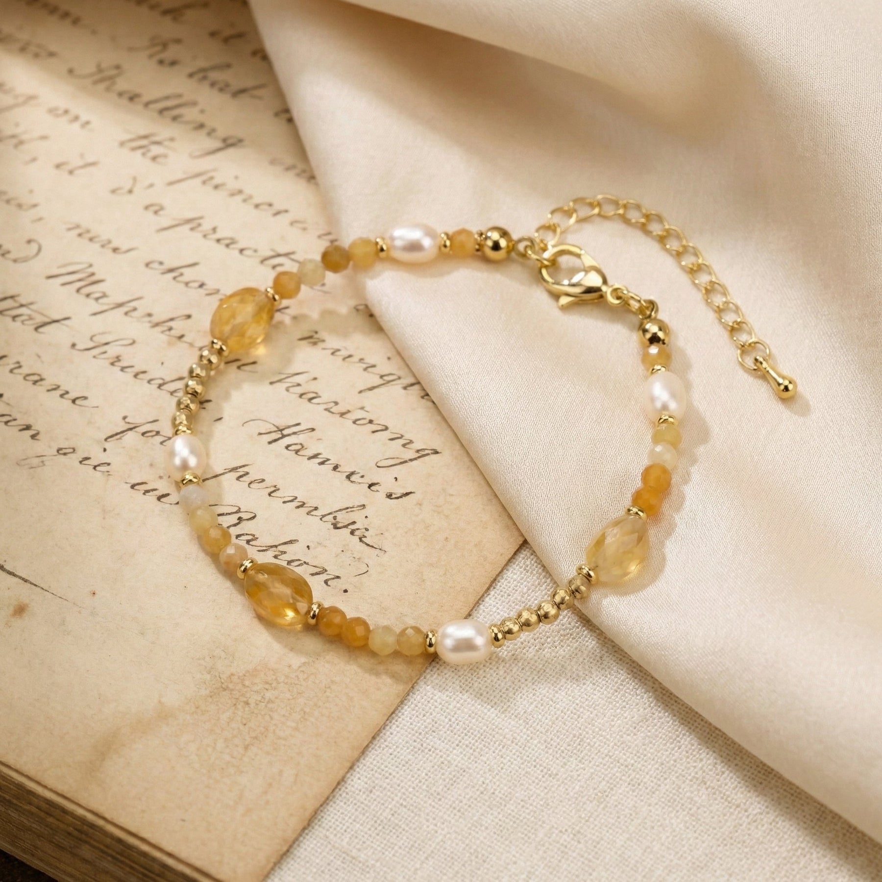 Agate & Pearl Bead Bracelet