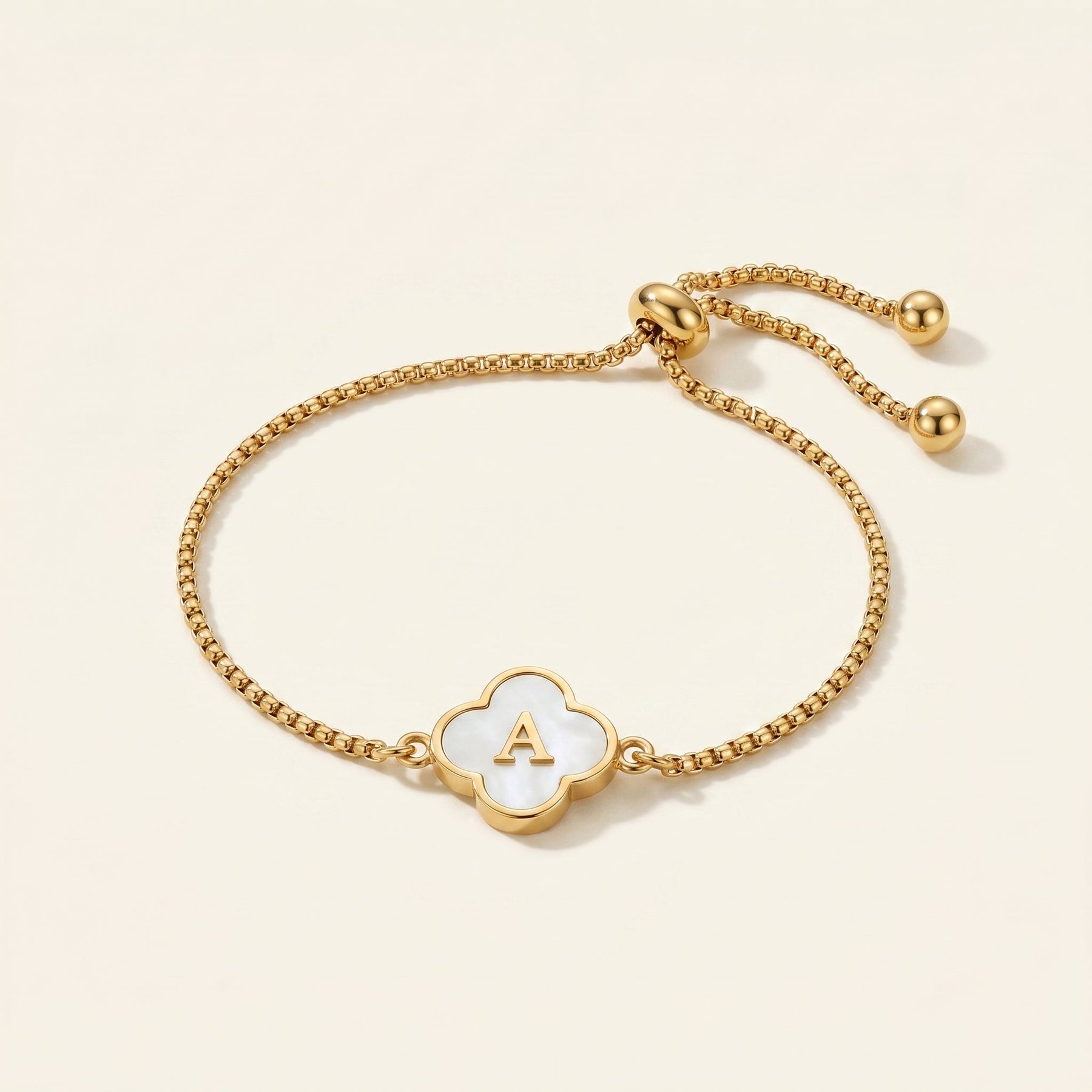 Pearl Clover Initial Bracelet