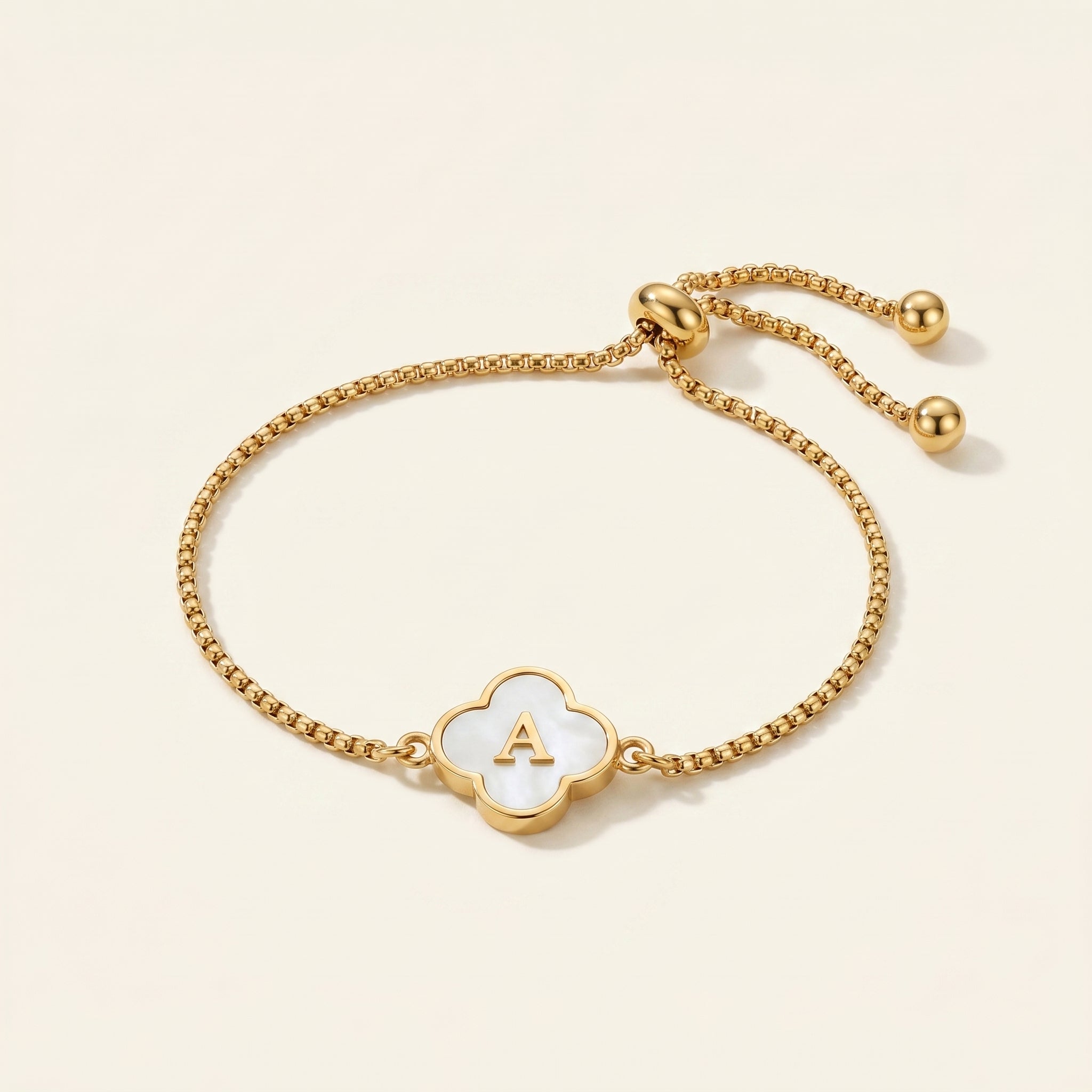 Pearl Clover Initial Bracelet