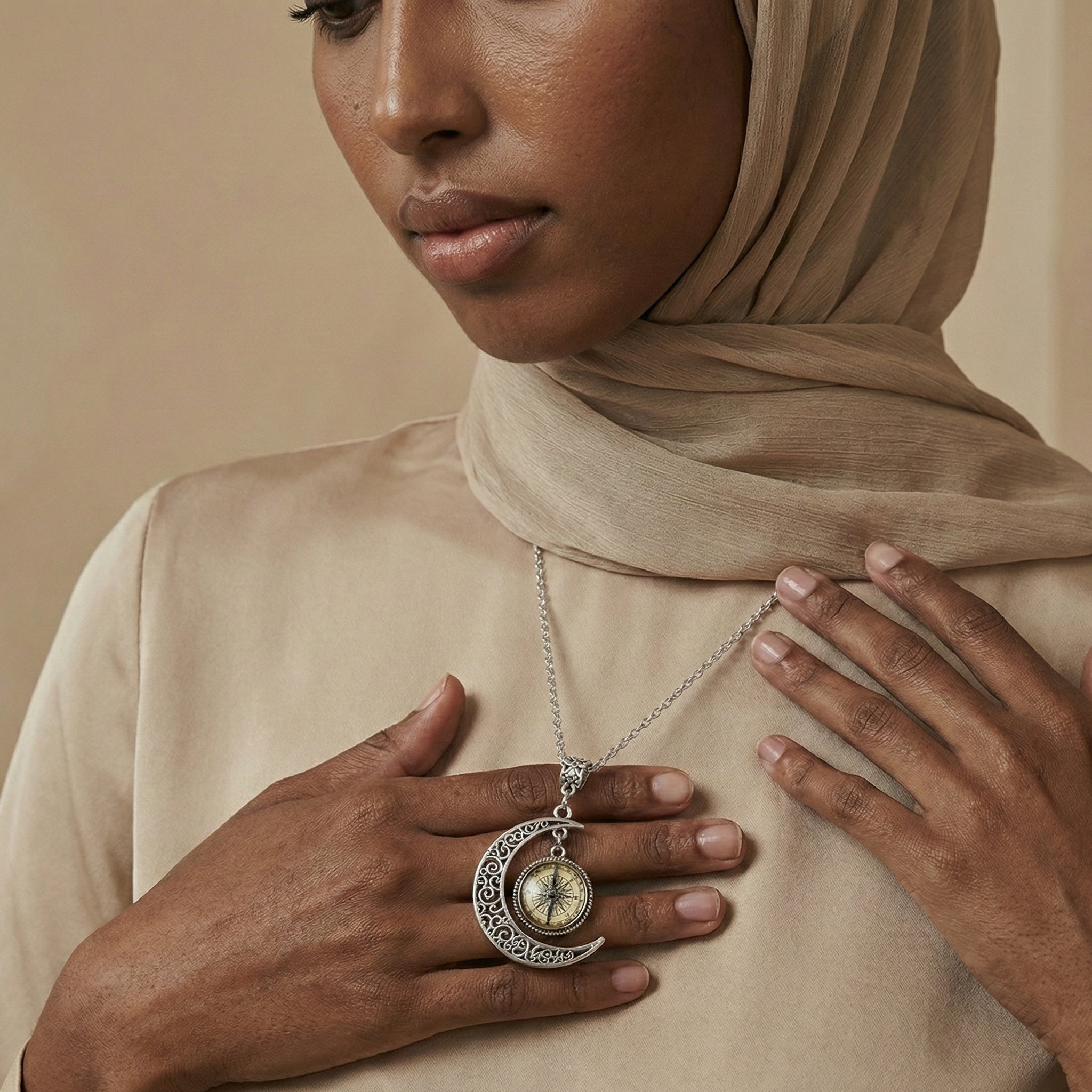 Qamar Noor Crescent Necklace