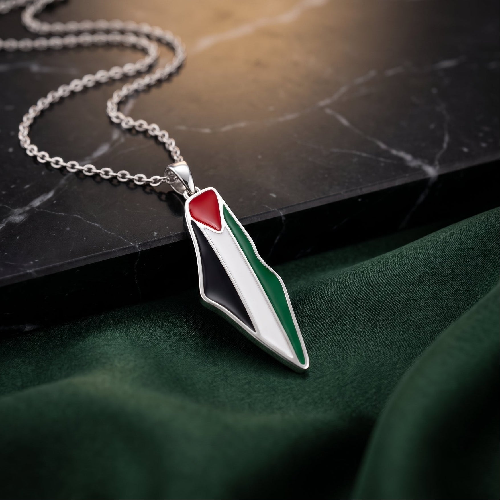 Qamar Palestine Pride Map Necklace