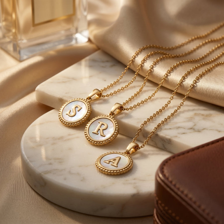 Pearl Clover Initial Necklace