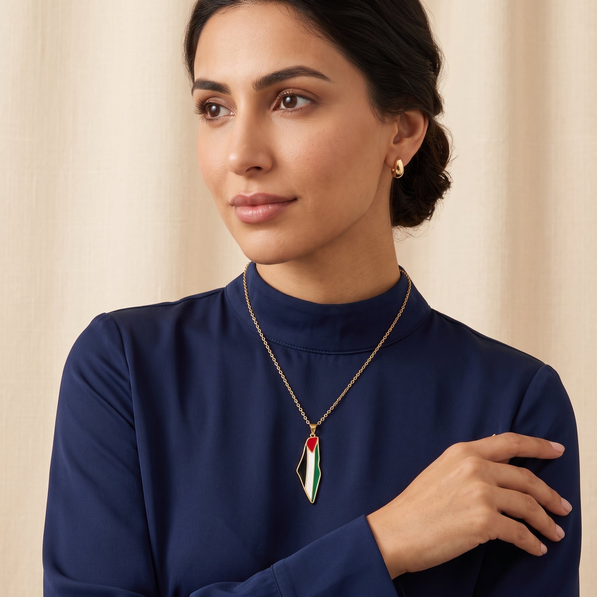 Qamar Palestine Pride Map Necklace