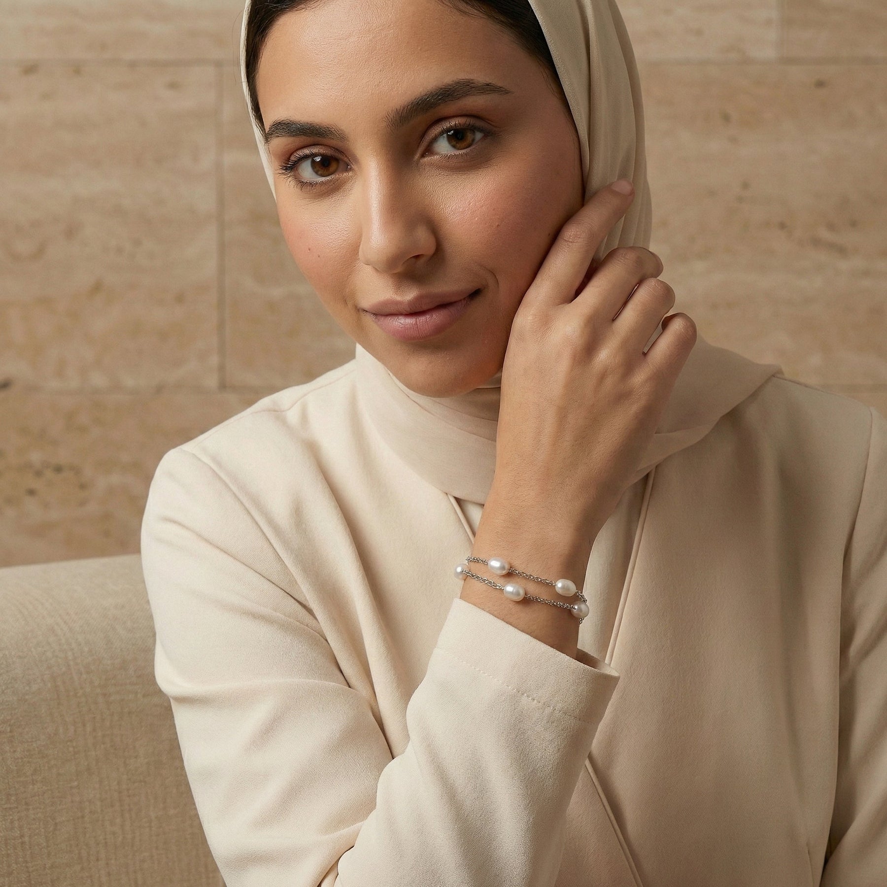 Silver Freshwater Pearl Layered Bracelet