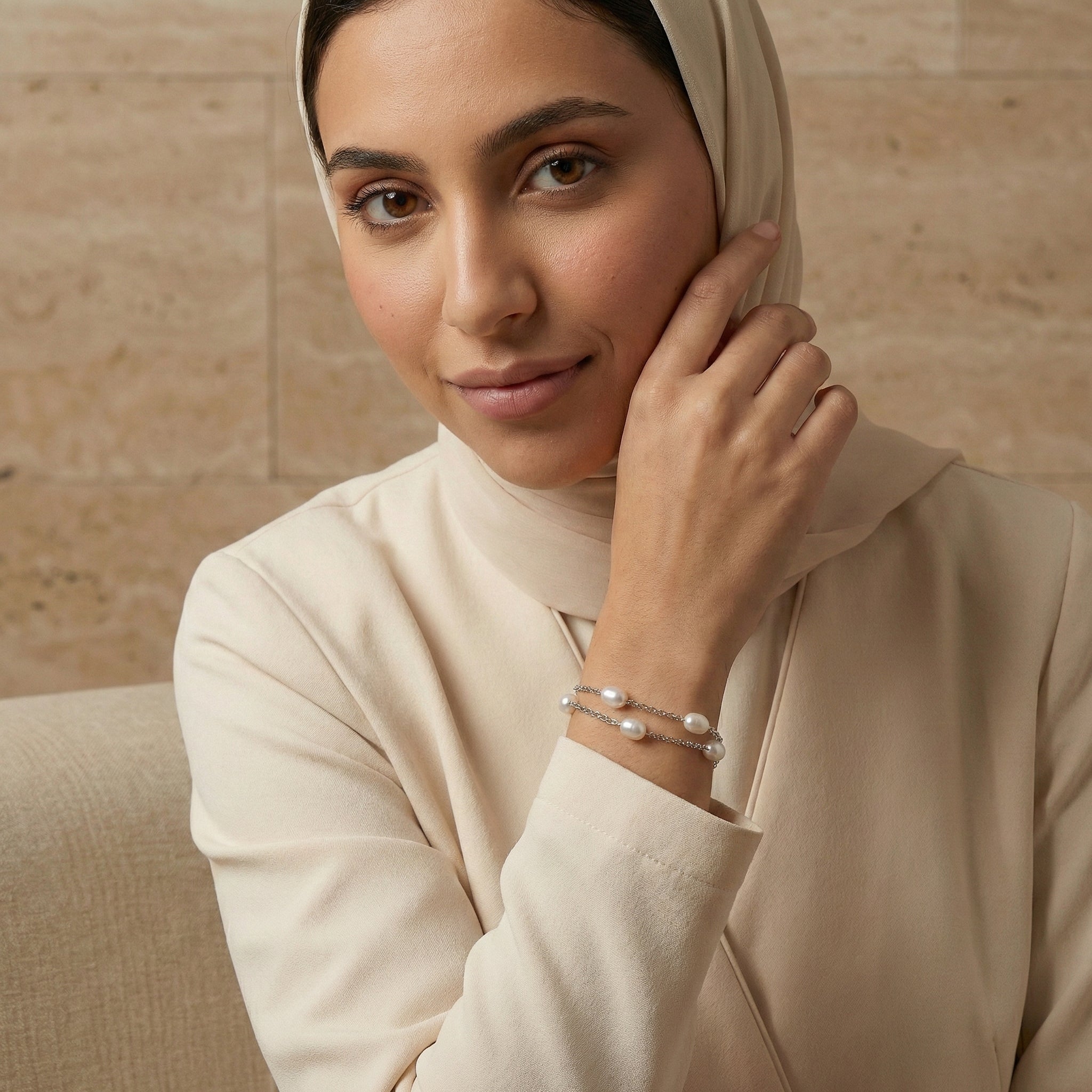 Silver Freshwater Pearl Layered Bracelet