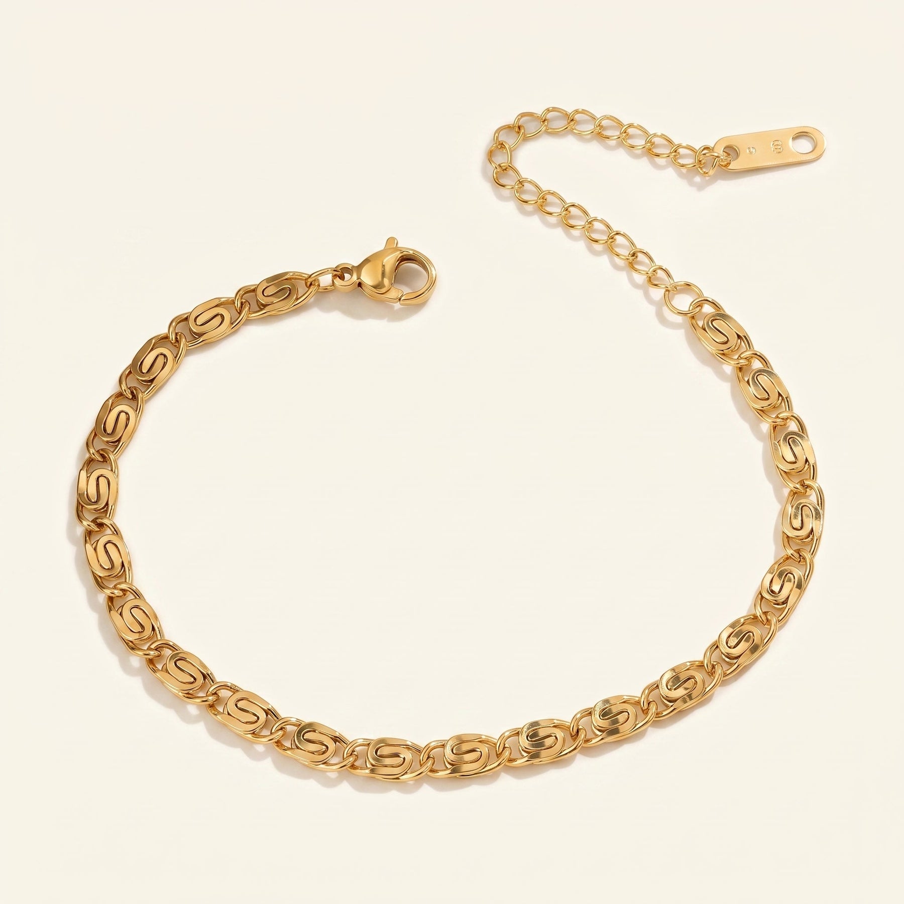 Gold Swirl Link Chain Bracelet