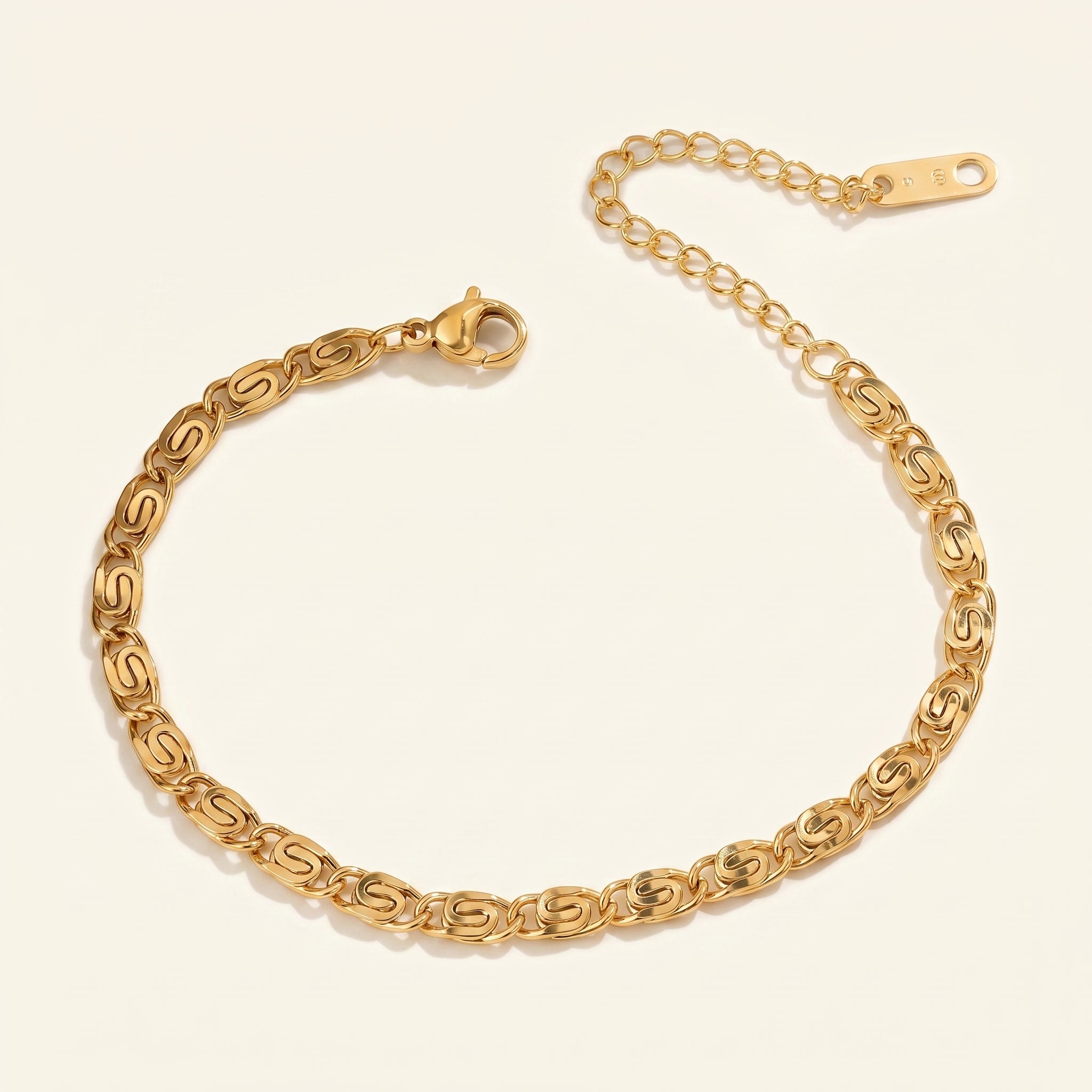 Gold Swirl Link Chain Bracelet