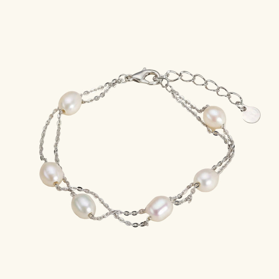 Silver Freshwater Pearl Layered Bracelet