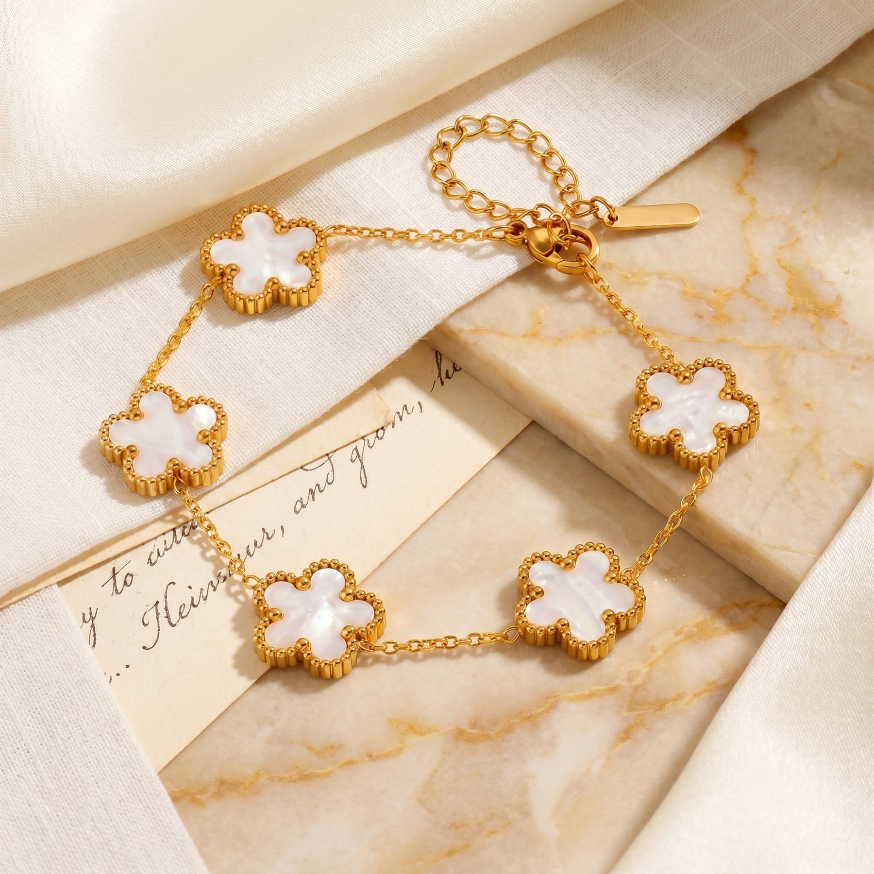 Gold & White Bloom Bracelet