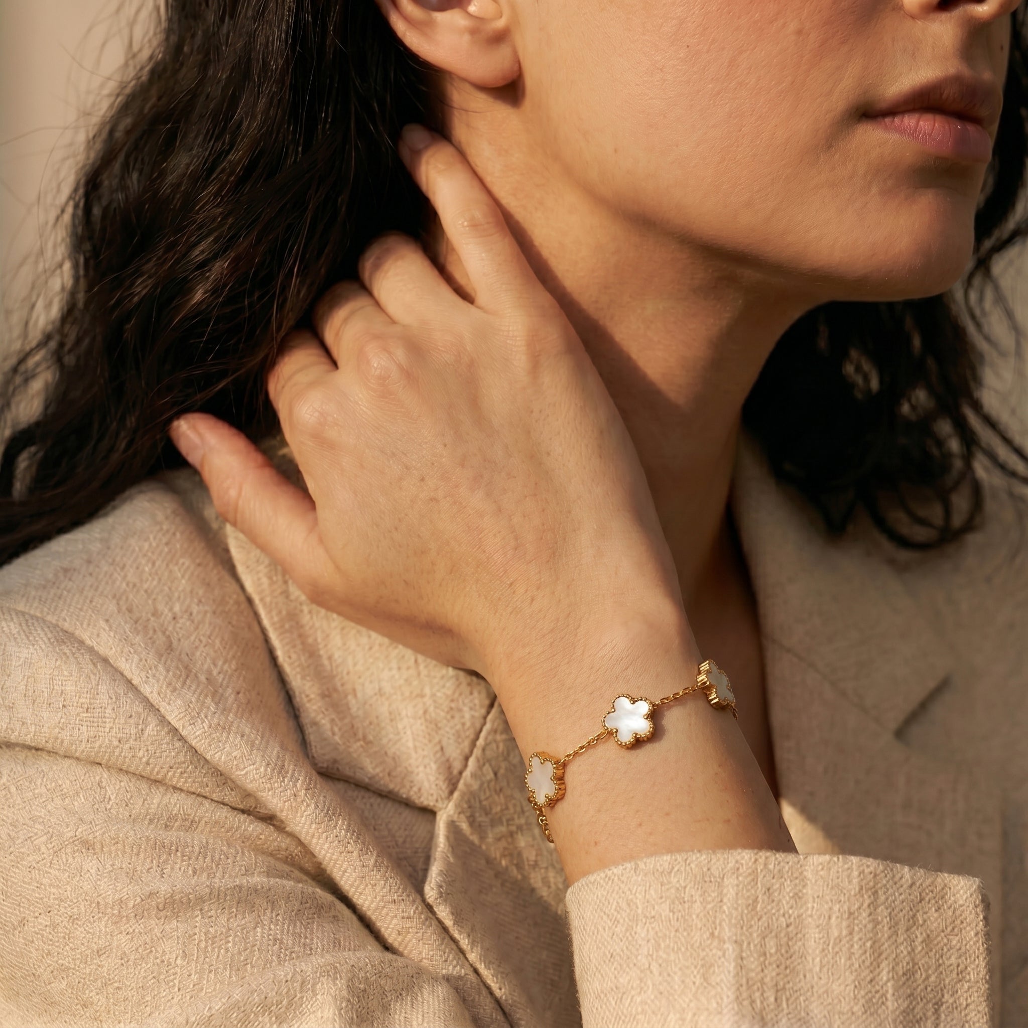 Gold & White Bloom Bracelet