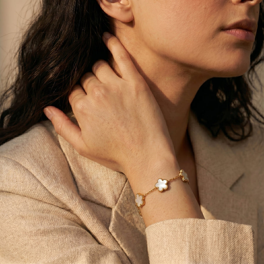 Gold & White Bloom Bracelet