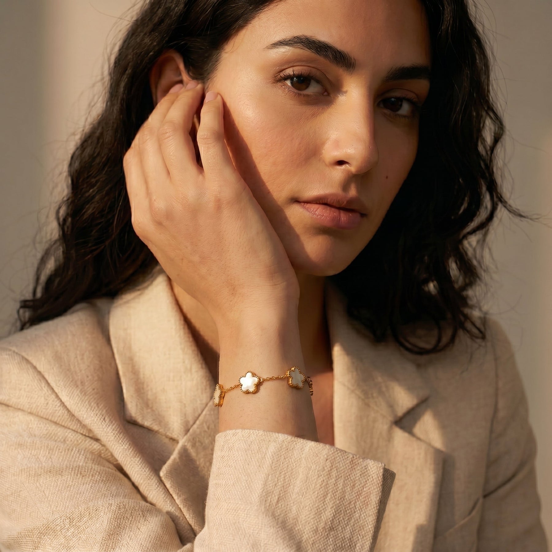 Gold & White Bloom Bracelet