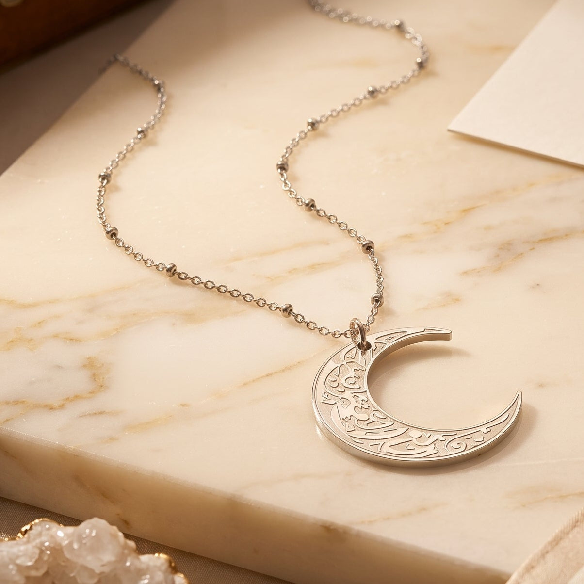 Hardship & Ease Crescent Necklace