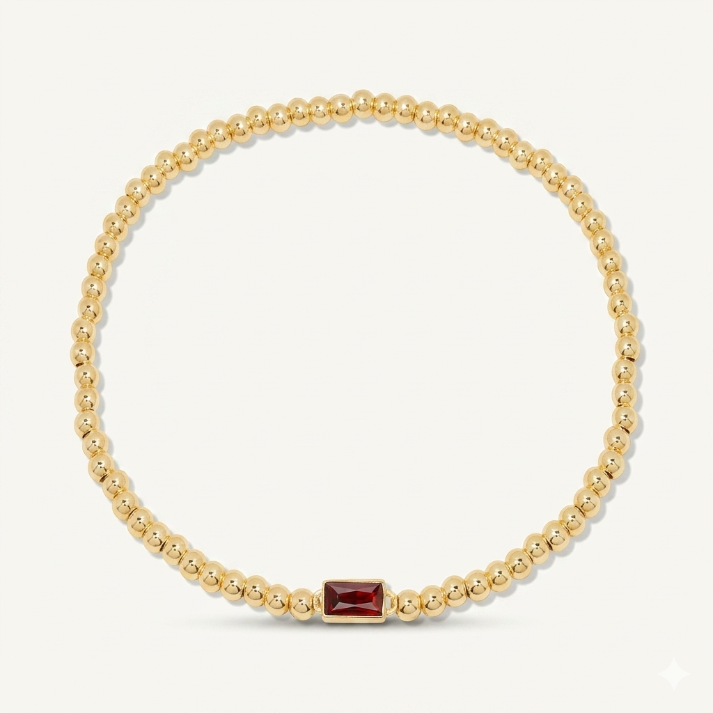 Gold Bead Gem Bracelet