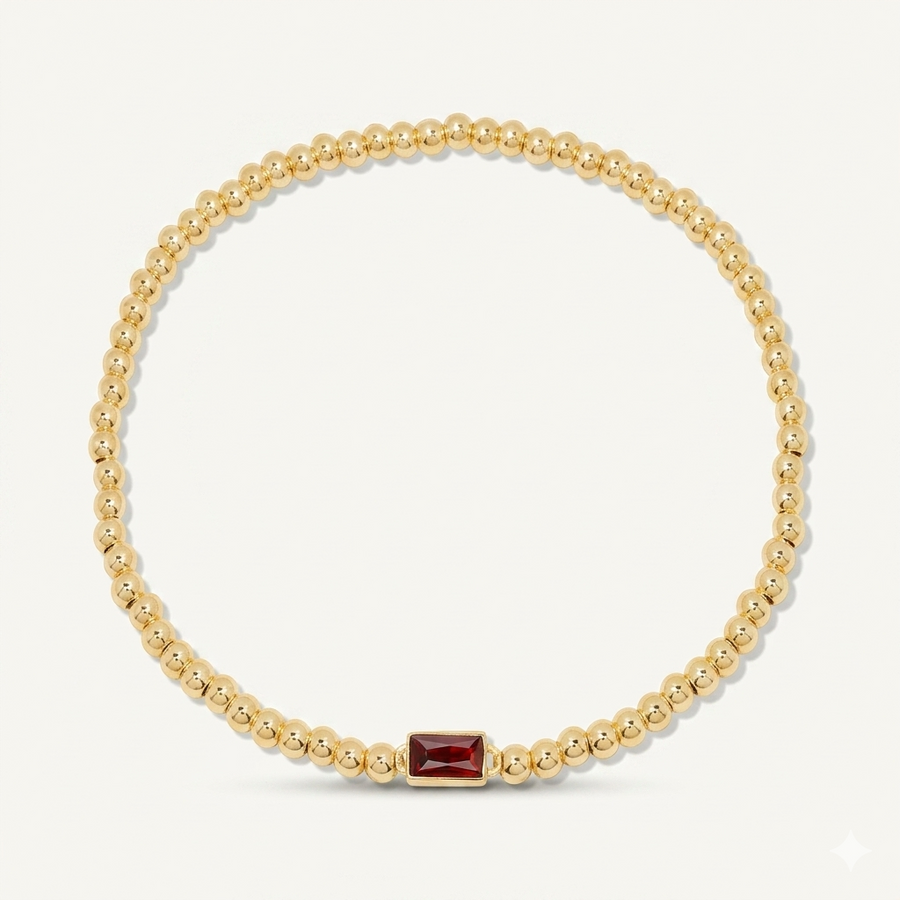 Gold Bead Gem Bracelet