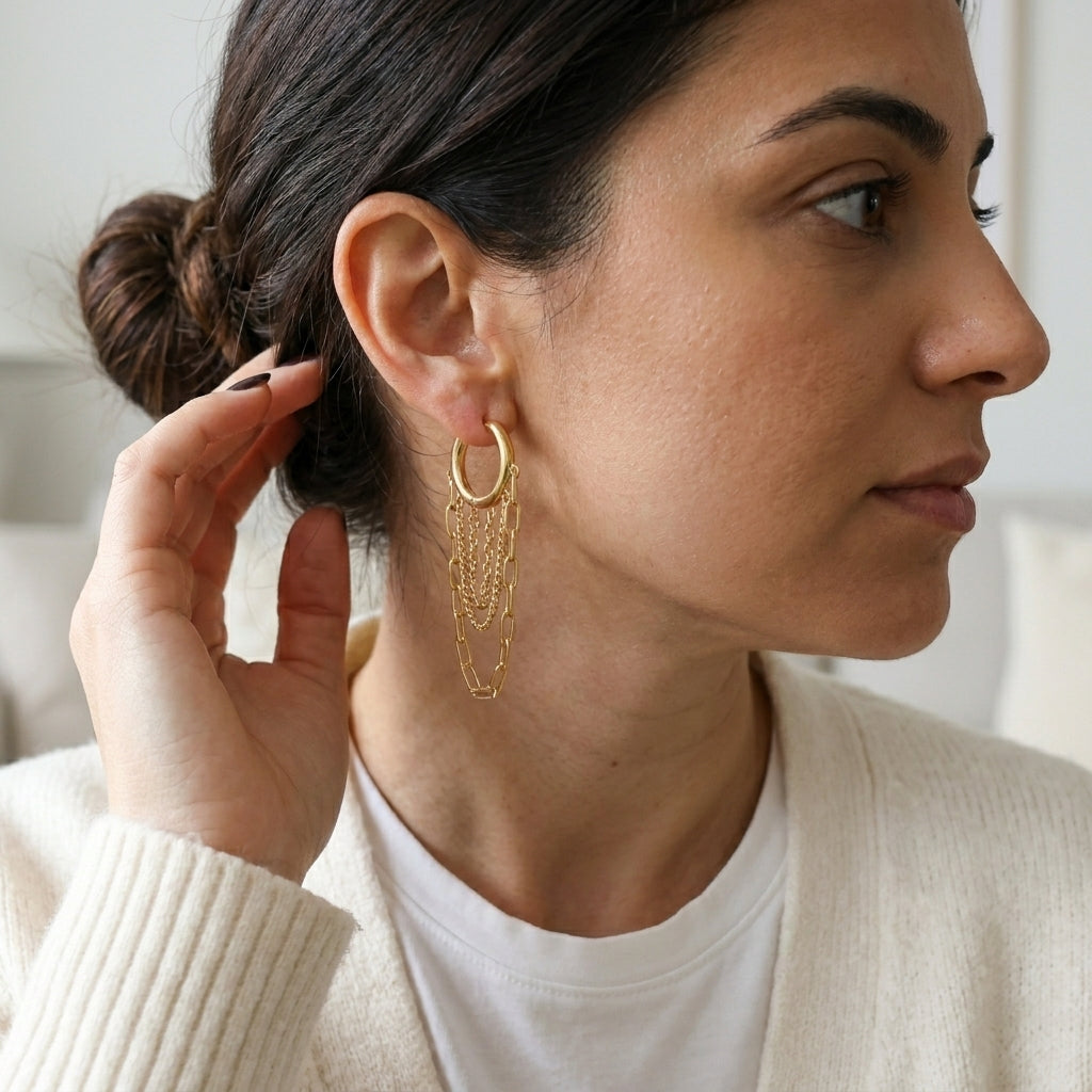 Layered Fringe Hoops