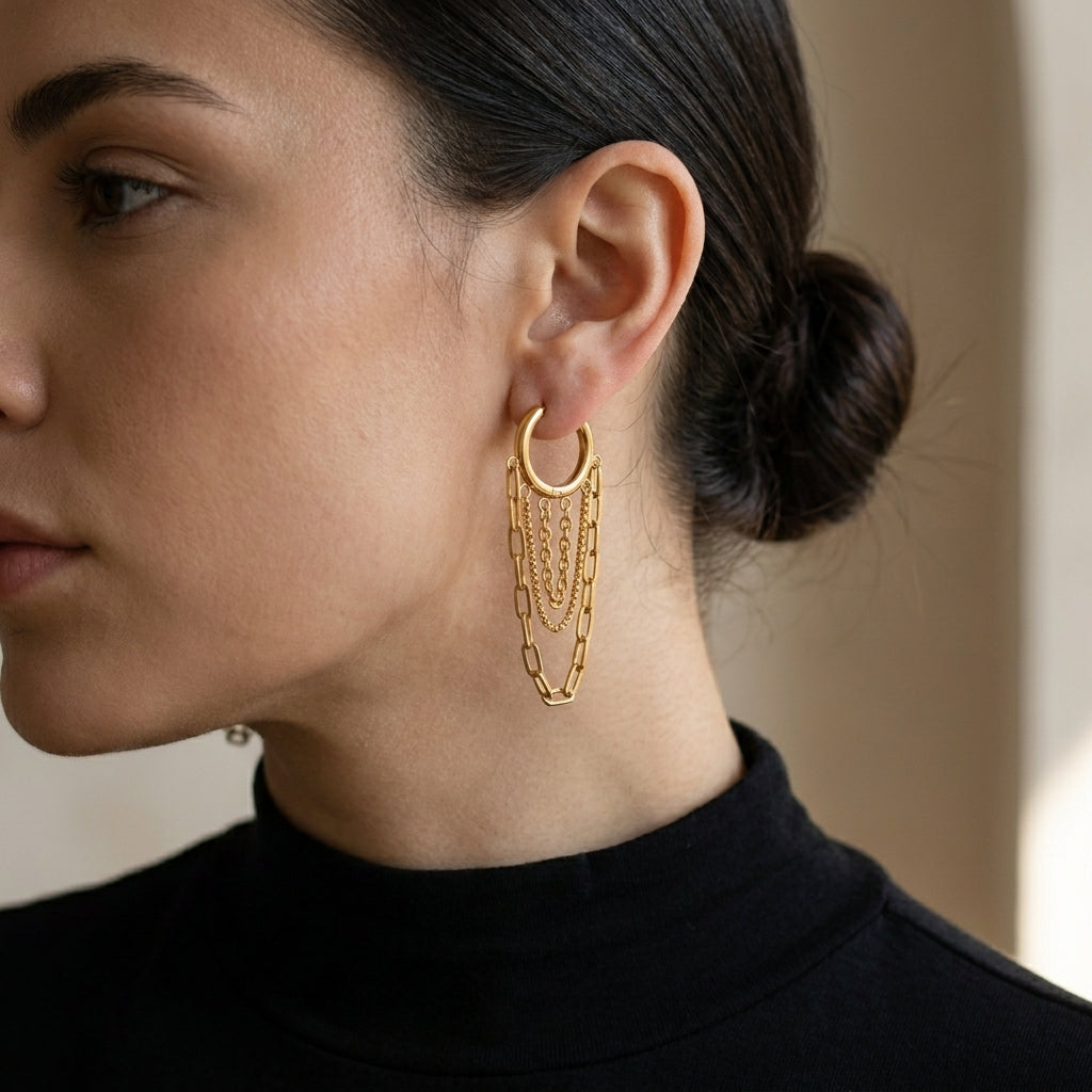 Layered Fringe Hoops