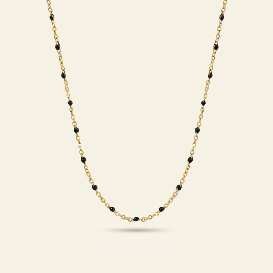Layl Black Bead Necklace