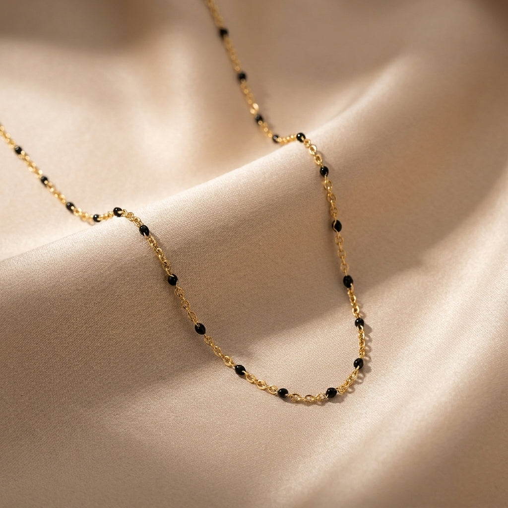 Layl Black Bead Necklace