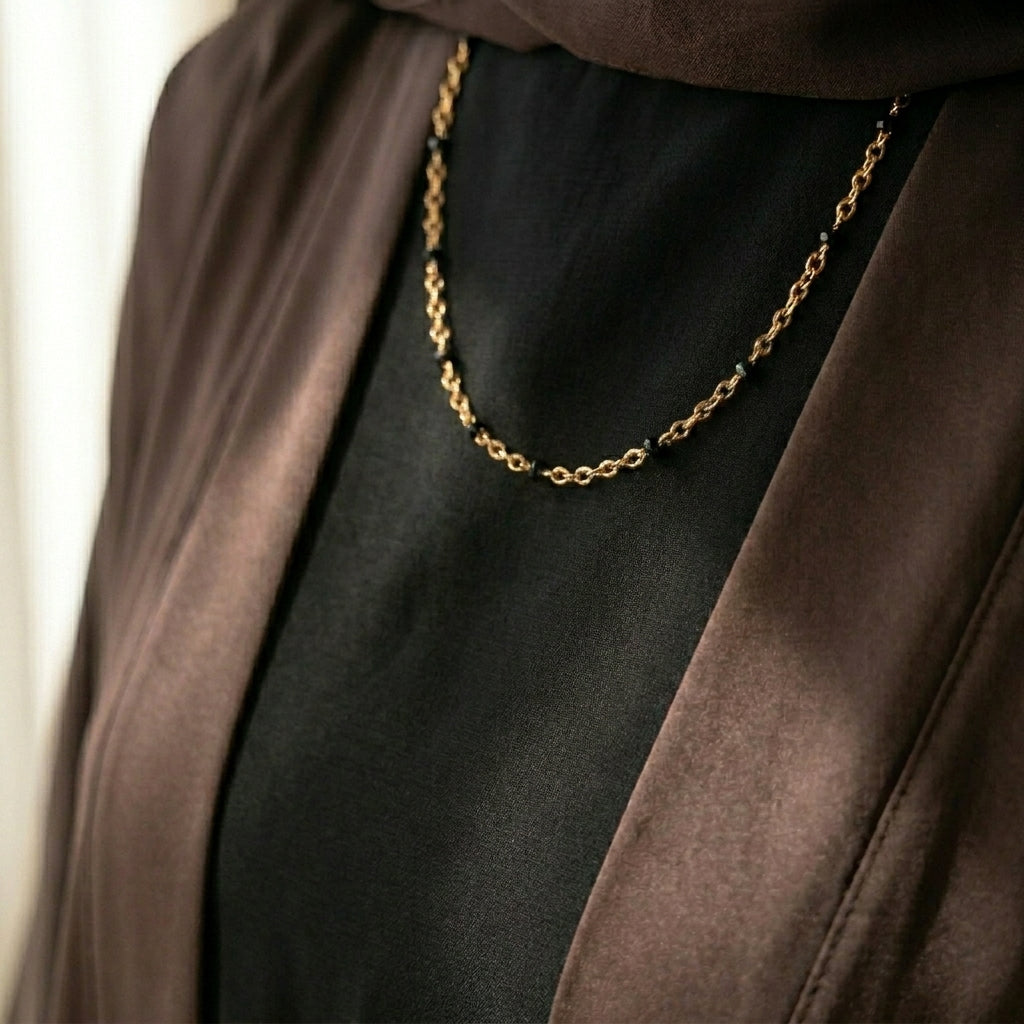 Layl Black Bead Necklace