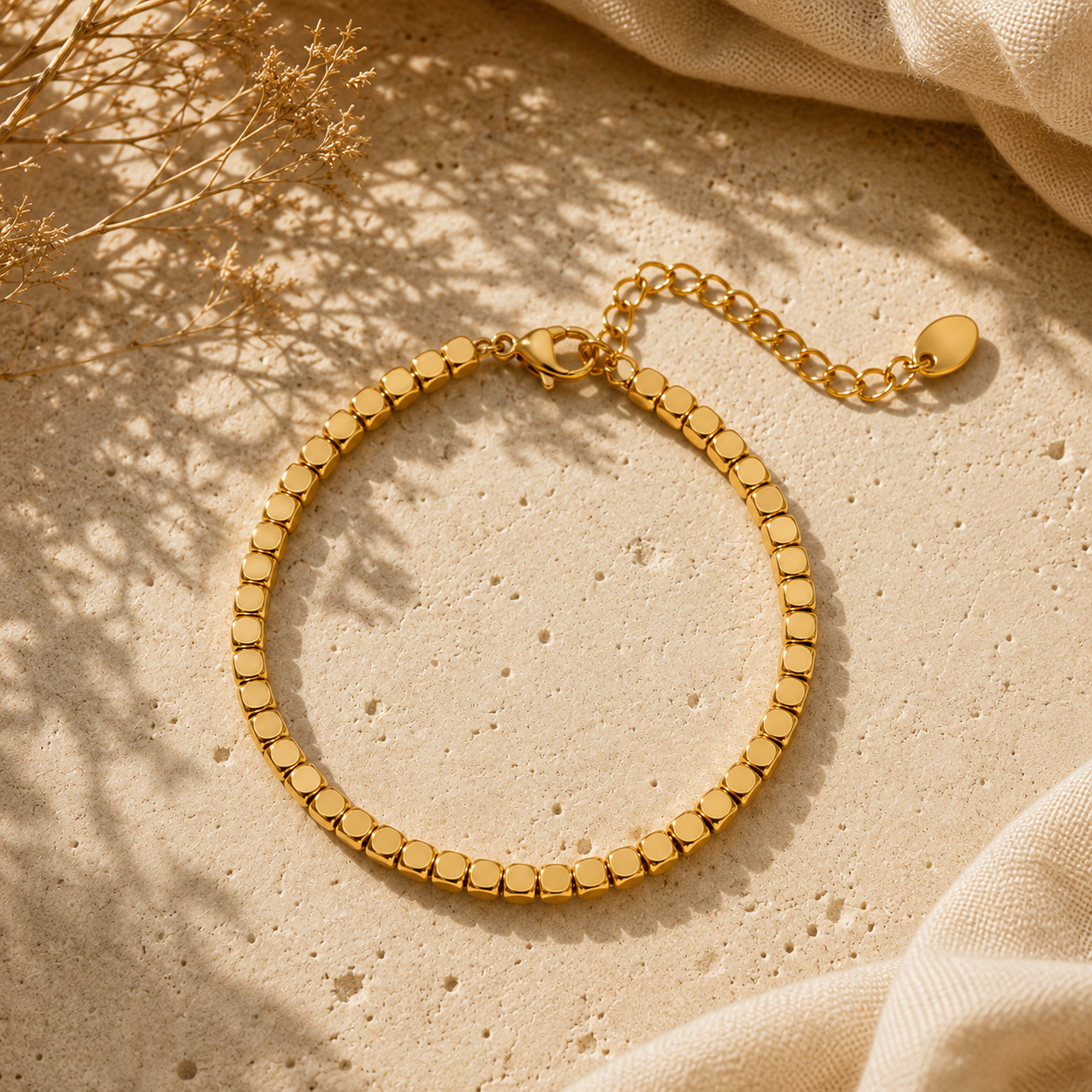 Lexi 18K Gold Cube Bracelet