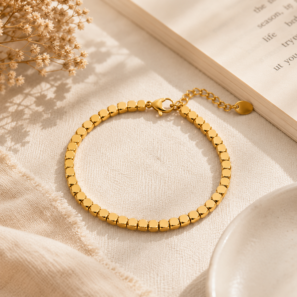 Lexi 18K Gold Cube Bracelet