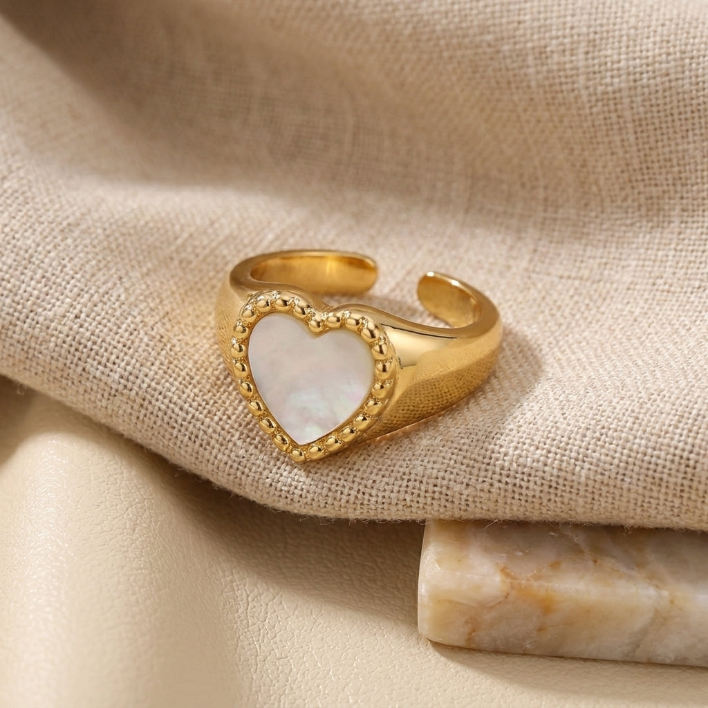 Amara White Heart Ring