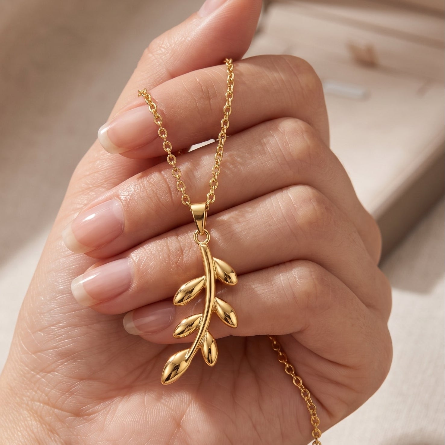 Qamar Palestine Olive Branch Necklace
