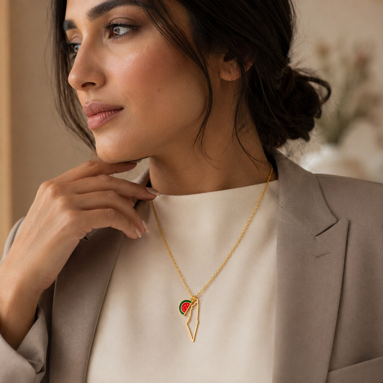 Qamar Palestine Charm Necklace