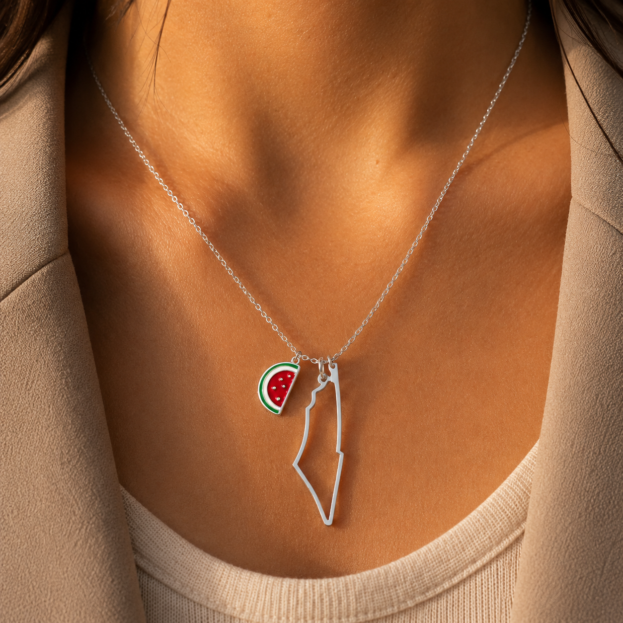Qamar Palestine Charm Necklace