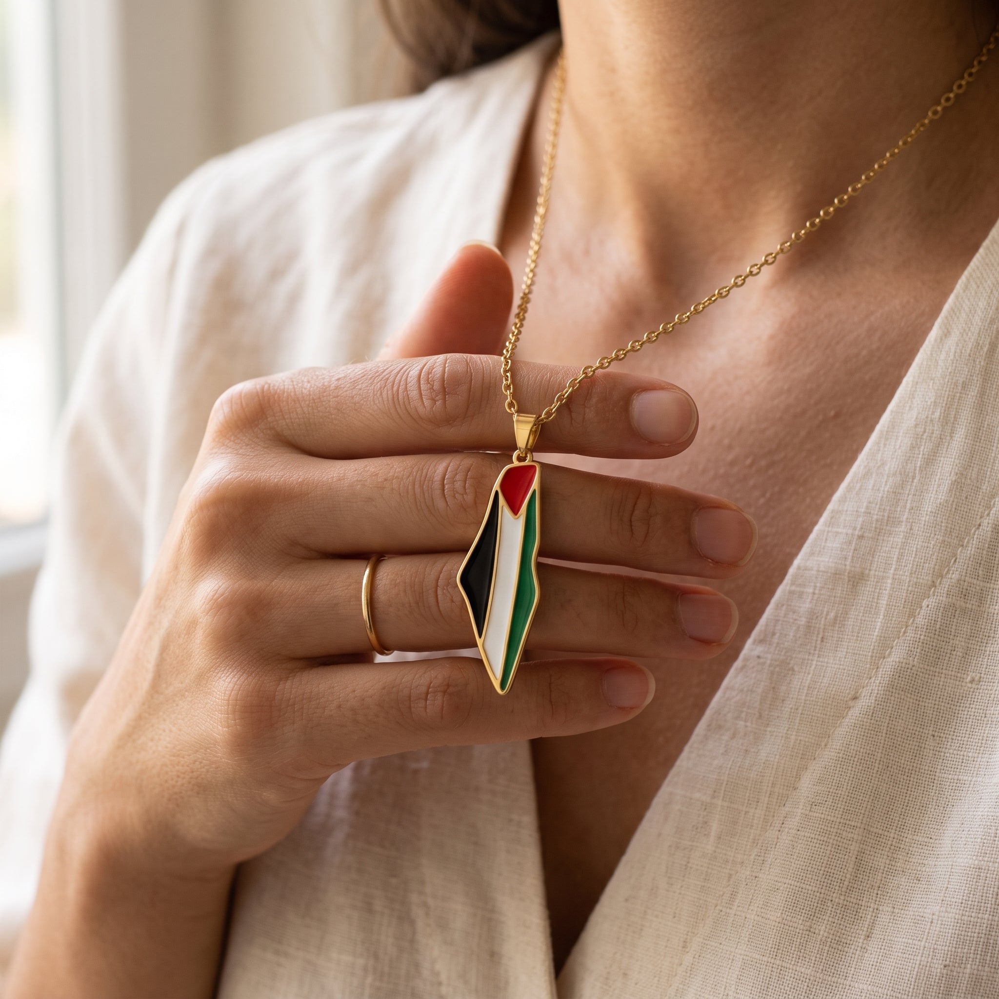 Qamar Palestine Pride Map Necklace
