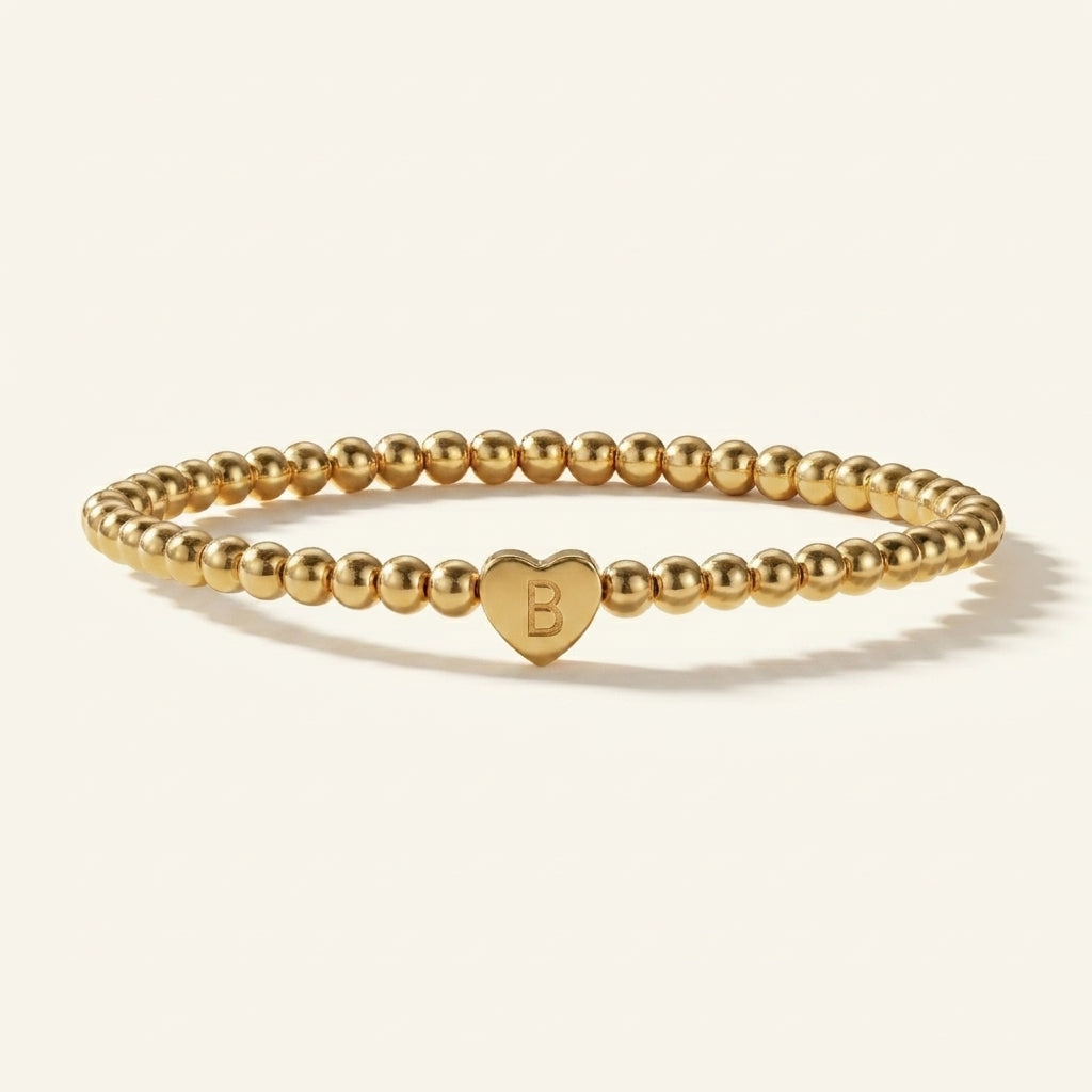 Gold Bead Initial Bracelet