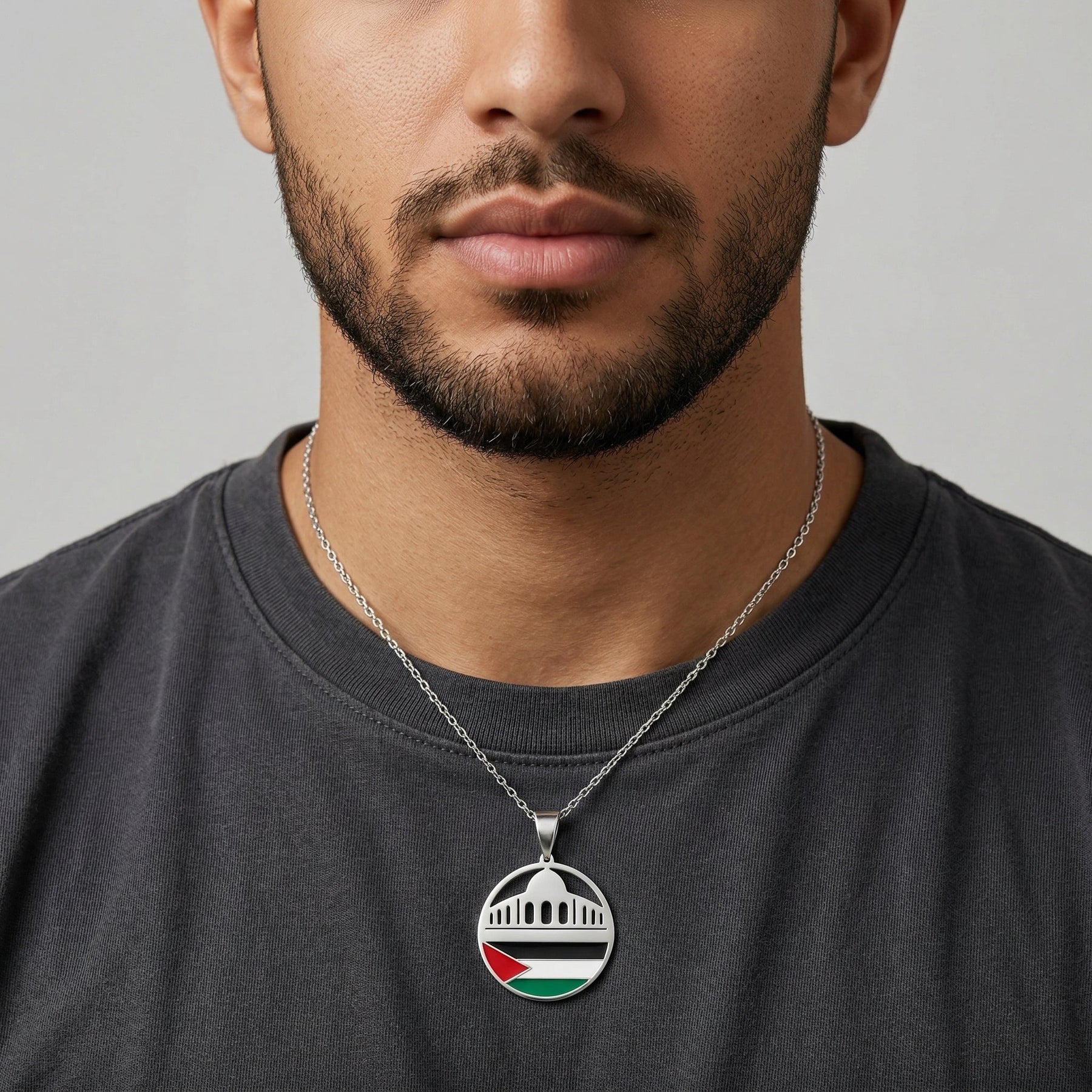 Qamar Men's Palestine Mosque Necklace
