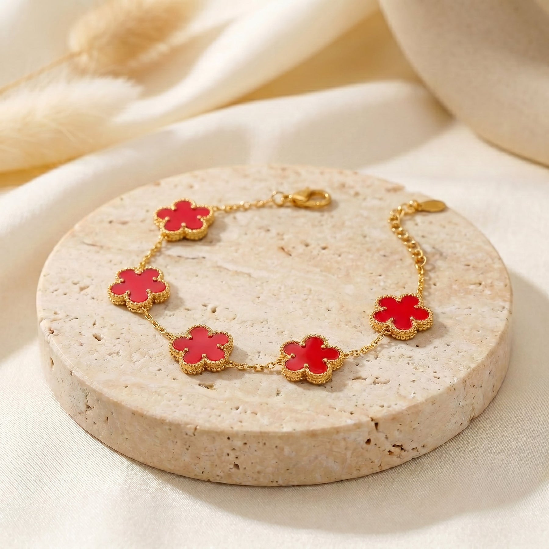 Red & Gold Bloom Bracelet