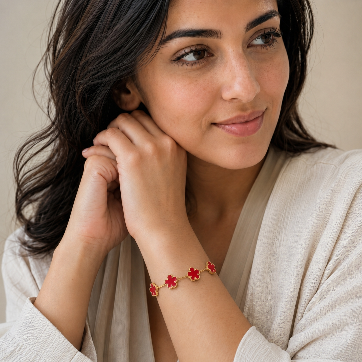 Red & Gold Bloom Bracelet
