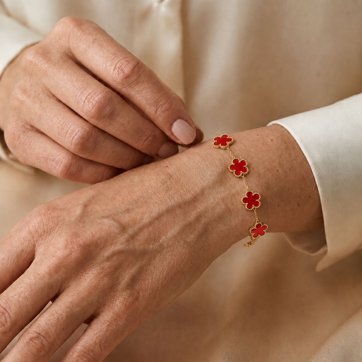 Red & Gold Bloom Bracelet