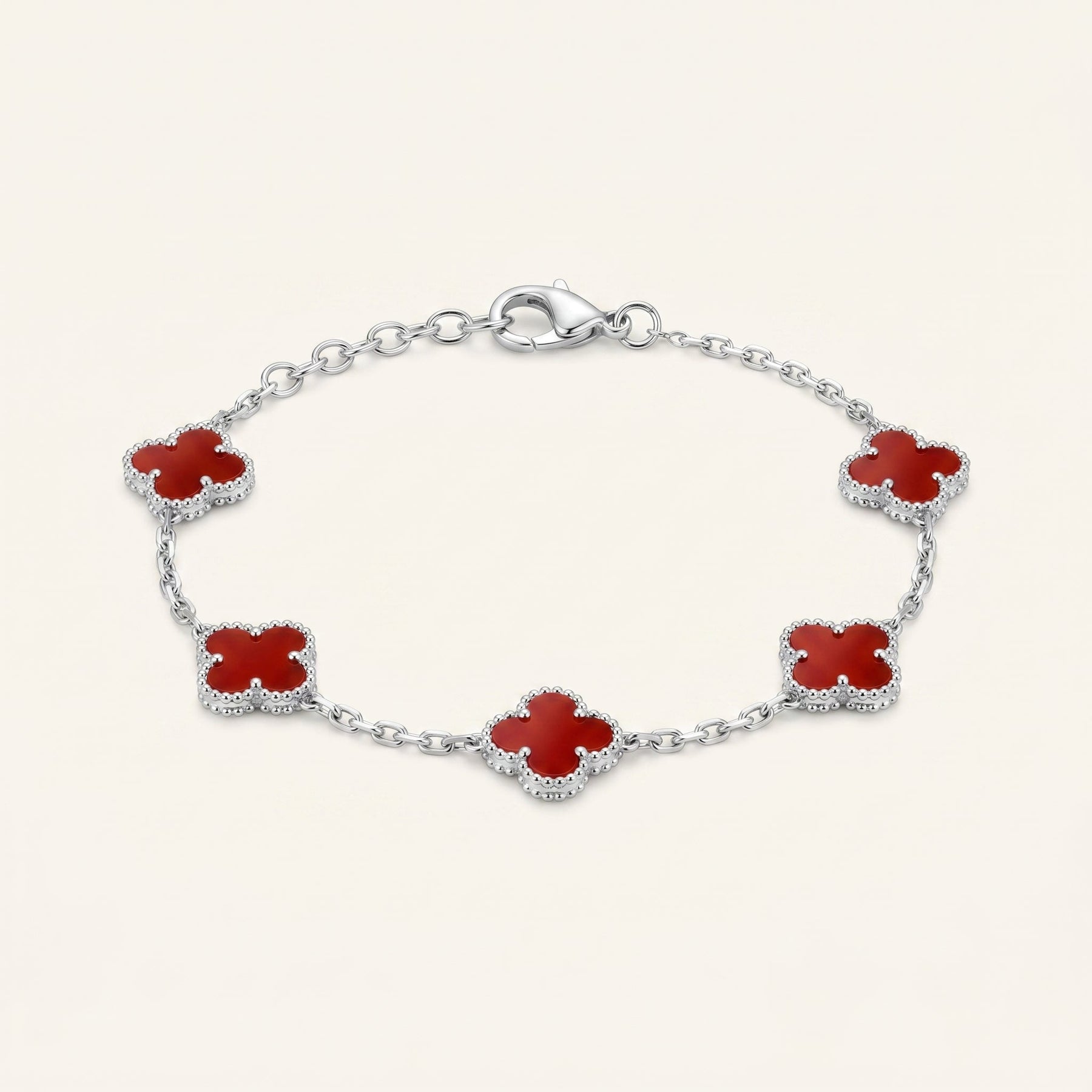 Red & Silver Bloom Bracelet