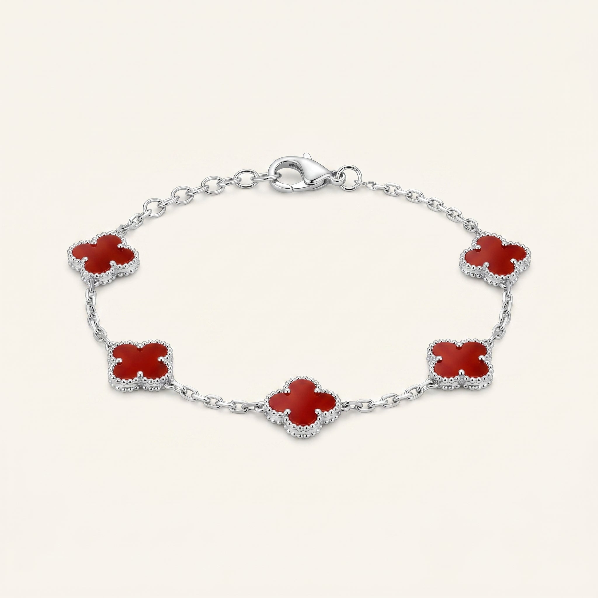 Red & Silver Bloom Bracelet